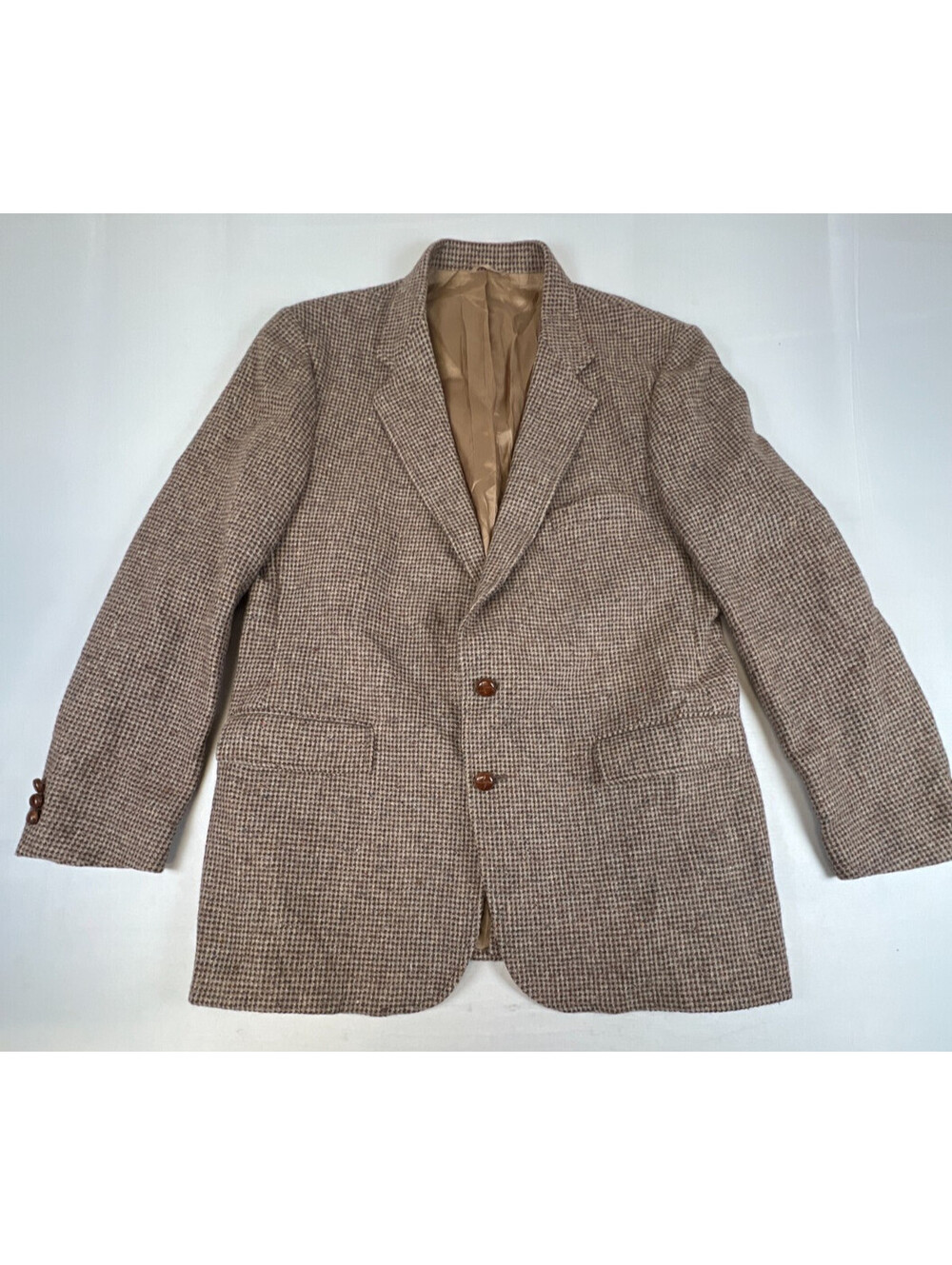 Vtg Levi's Tailored Classics Brown Tweed Wool Sport Coat Blazer 46 L